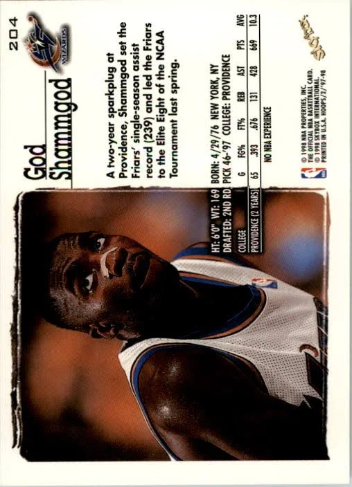 1998 Skybox God Shammgod Basketball Card #204