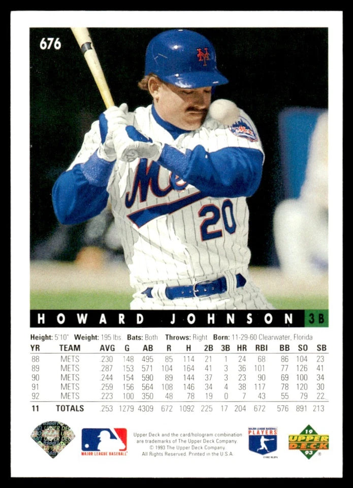 1993 Upper Deck Howard Johnson Baseball Card #676