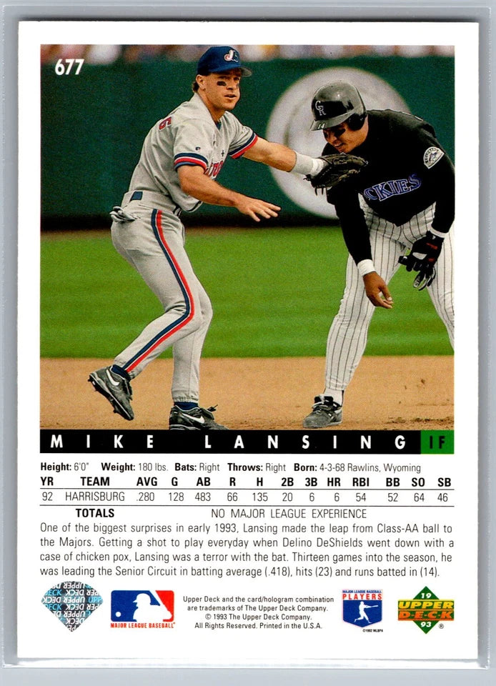 1993 Upper Deck Mike Lansing Baseball Card #677
