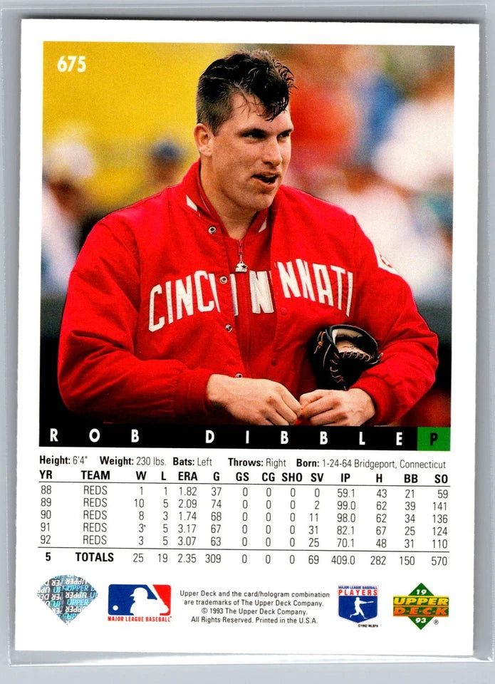 1993 Upper Deck Rob Dibble Baseball Card #675