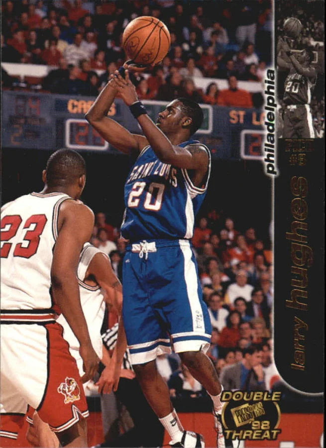 1998 Press Pass Double Threat Larry Hughes Basketball Card #7