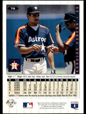 1993 Upper Deck Collectors Choice Andujar Cedeno Baseball Card #75
