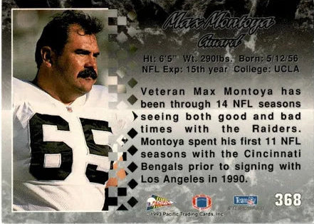 1993 Pacific Max Montoya Football Card #368