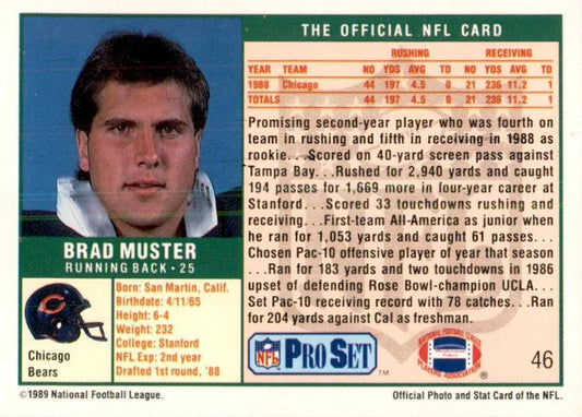1989 NFL Pro Set Brad Muster Football Card #46