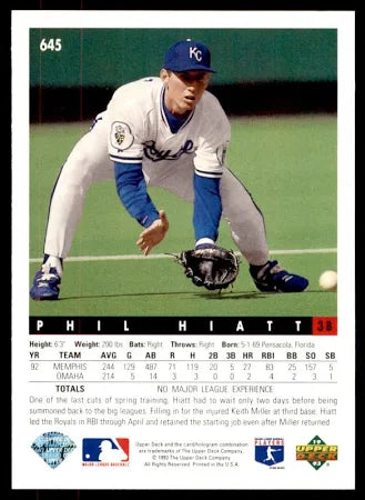 1993 Upper Deck Phil Hiatt Baseball Card #645