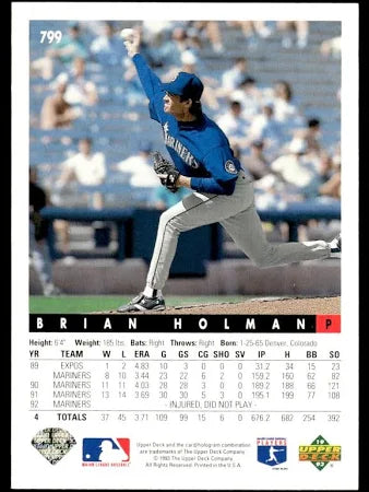 1993 Upper Deck Brian Holman Baseball Card #799