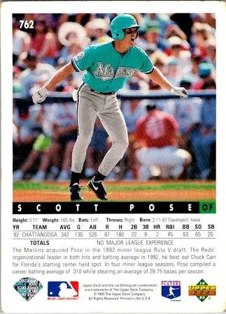 1993 Upper Deck Scott Pose Baseball Card #762