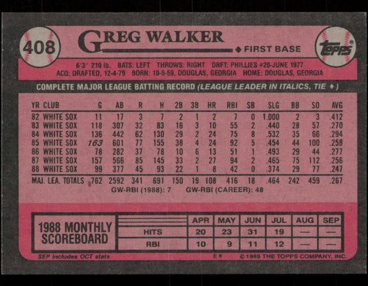 1989 Topps Greg Walker Baseball Card #408