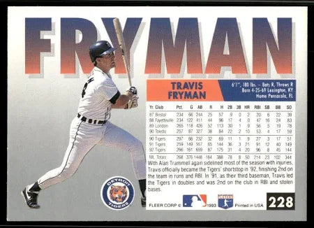 1993 Fleer Travis Fryman Baseball Card #228