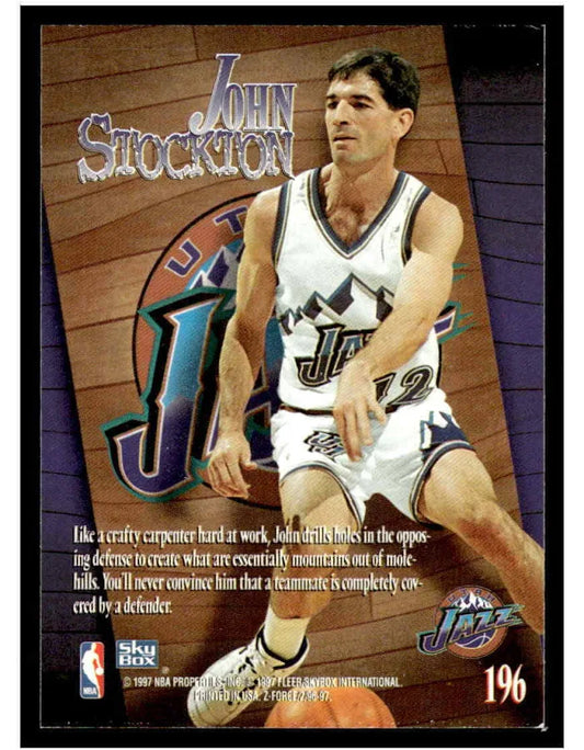 1997 Skybox Z Force John Stockton Basketball Card #196