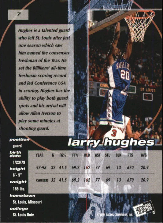 1998 Press Pass Double Threat Larry Hughes Basketball Card #7