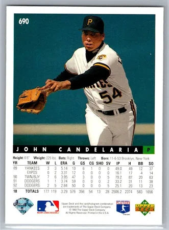 1993 Upper Deck John Candelaria Baseball Card #690