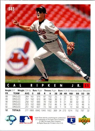 1993 Upper Deck Cal Ripken J.R. Baseball Card #585