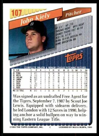 1993 Topps John Kiely Baseball Card #107