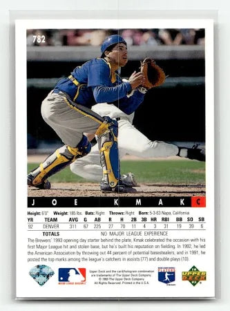 1993 Upper Deck Joe Kmak Baseball Card #782