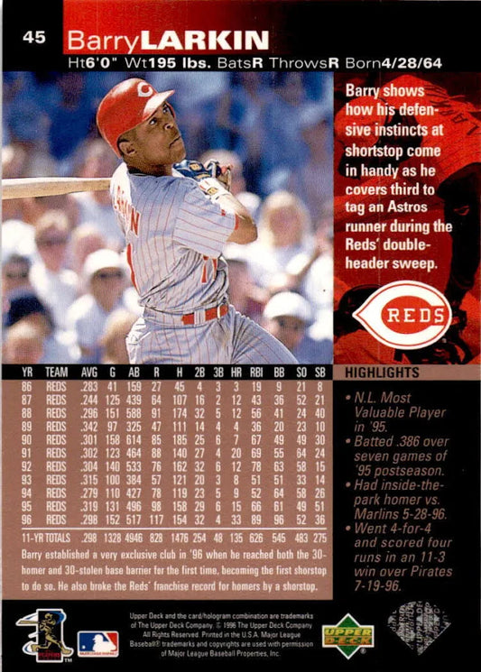 1997 Upper Deck 10th Anniversary Preview Barry Larkin Baseball Card #43 of 60