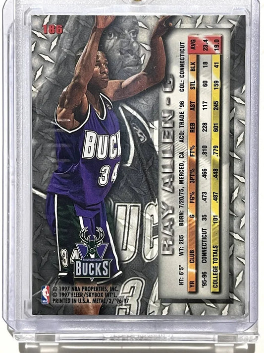 1997 Fleer Metal Ray Allen Basketball Card #186