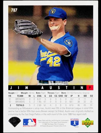 1993 Upper Deck Jim Austin Baseball Card #787