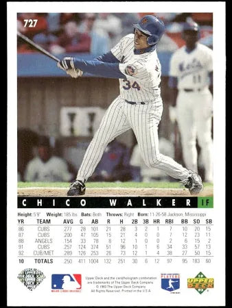 1993 Upper Deck Chico Walker Baseball Card #727