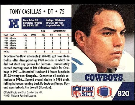 1991 NFL Pro Set Tony Casillas Football Card #820