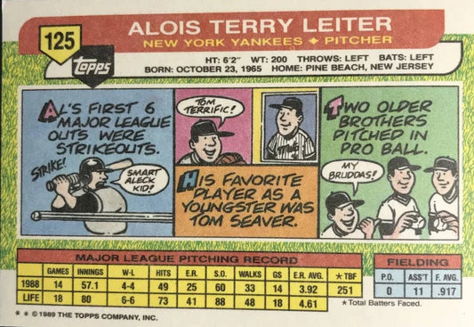 1989 Topps Alois Terry Leiter Baseball Card #125