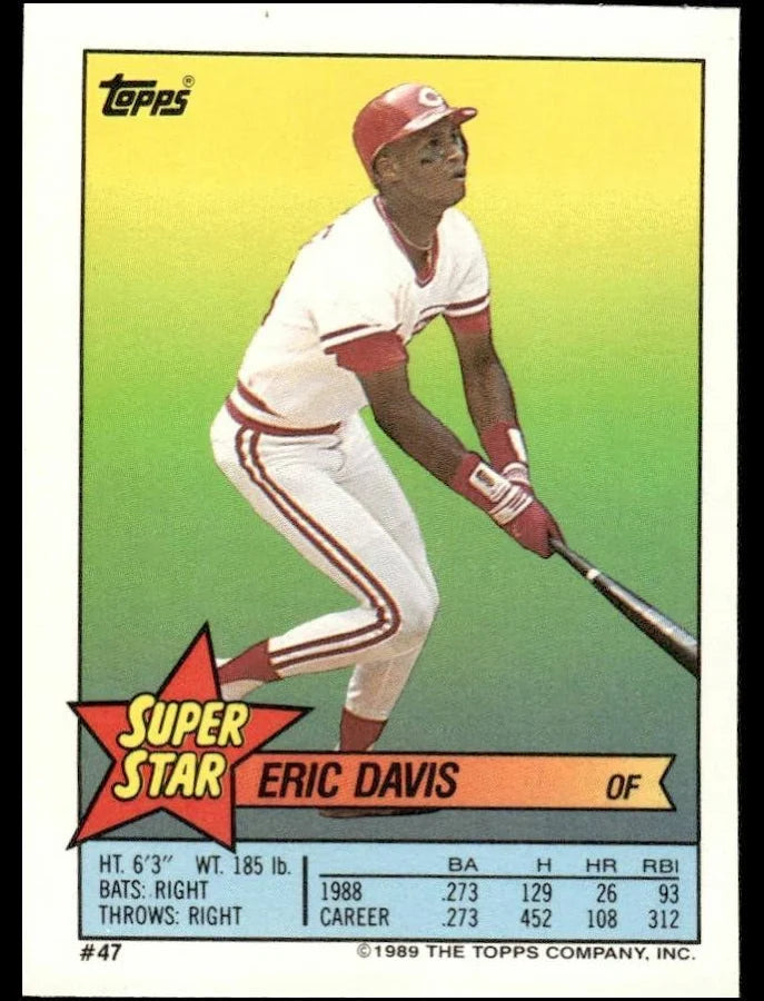1989 Topps Super Star Sticker Eric Davis Baseball Card #47