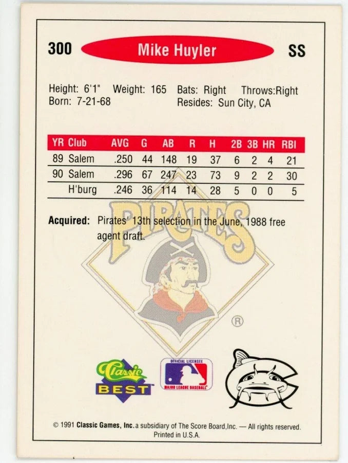 1991 Classic Mike Huyler Baseball Card #300