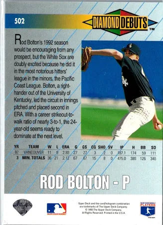 1993 Upper Deck Diamond Debuts Rod Bolton Baseball Card #502