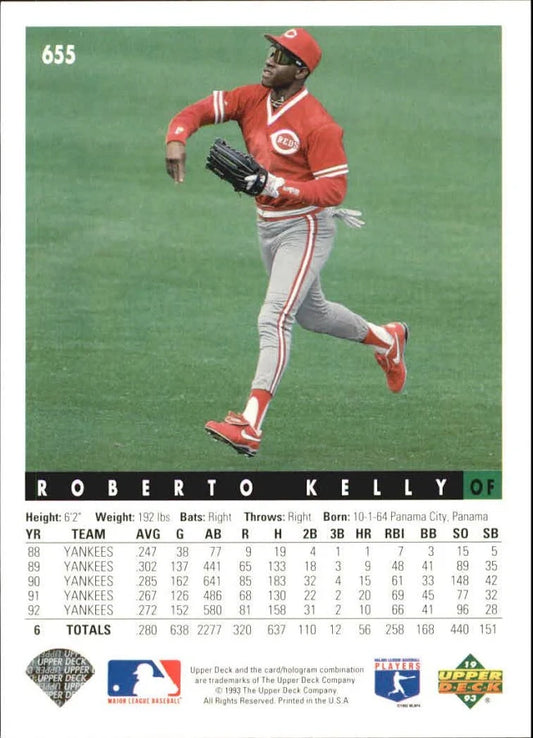 1993 Upper Deck Roberto Kelly Baseball Card #655