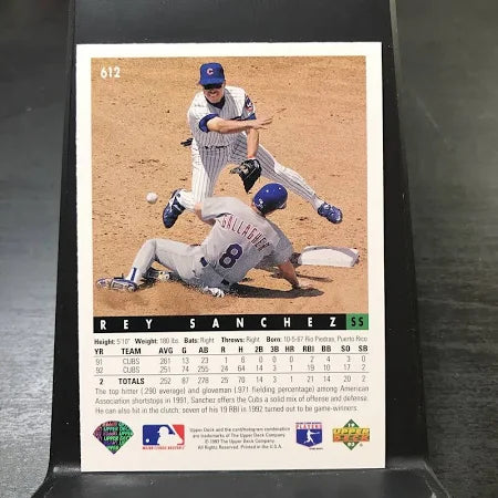 1993 Upper Deck Rey Sanchez Baseball Card #612