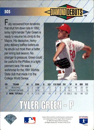 1993 Upper Deck Diamond Debuts Tyler Green Baseball Card #505
