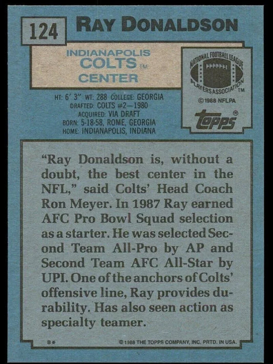 1988 Topps Ray Donaldson Football Card #124
