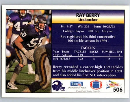 1992 Pacific Ray Berry Football Card #506