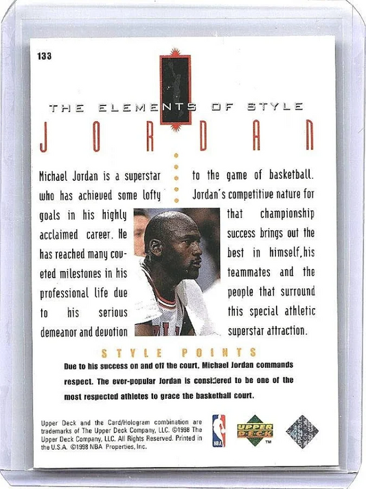 1998 Upper Deck The Elemens of Style Jordan Basketball Card #133