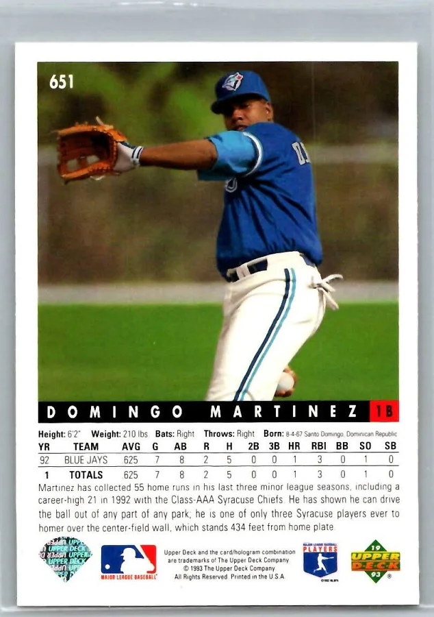 1993 Upper Deck Domingo Martinez Baseball Card #651