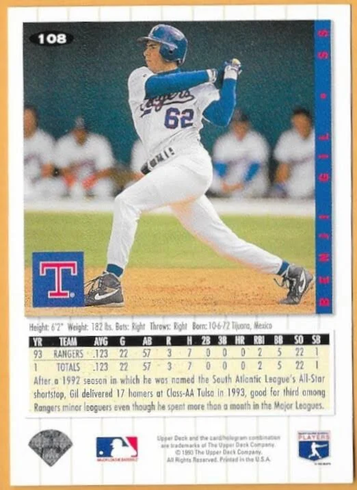 1993 Upper Deck Benji Gil Baseball Card #108