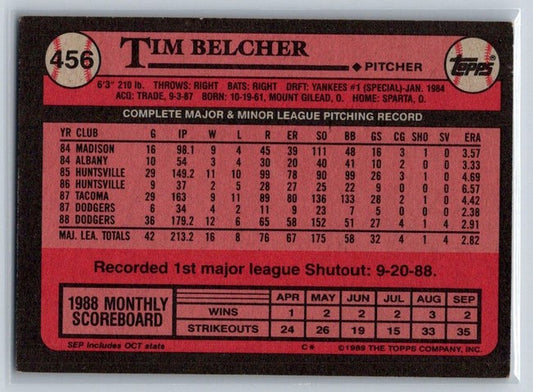 1989 Topps Tim Belcher Baseball Card #456