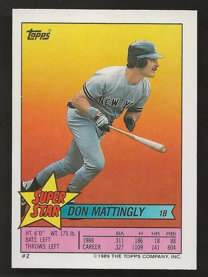 1989 Topps Super Star Don Mattingly Baseball Card #2