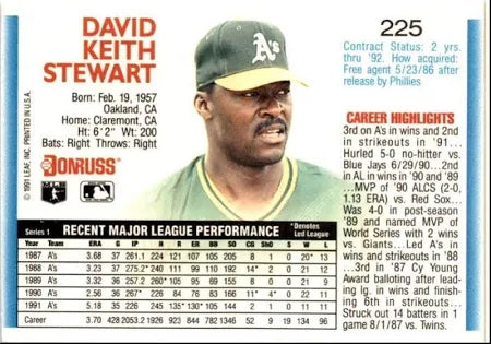 1992 Donruss David Keith Stewart Baseball Card #225