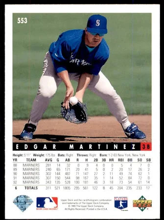 1993 Upper Deck Edgar Martinez Baseball Card #553