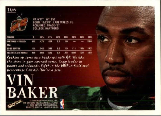 1998 Skybox Vin Baker Basketball Card #106
