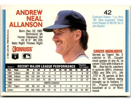 1992 Donruss Andrew Neal Allanson Baseball Card #42