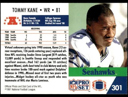 1991 NFL Pro Set Tommy Kane Football Card #301
