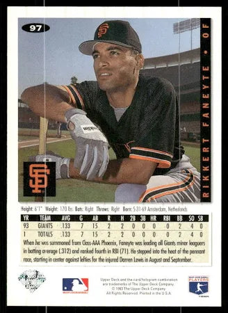 1993 Upper Deck Collectors Choice Rikkert Faneyte Baseball Card #97