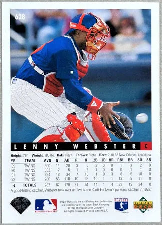 1993 Upper Deck Lenny Webster Baseball Card #628