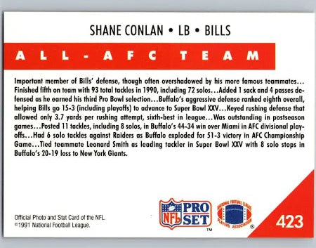 1991 NFL Pro Set Shane Conlan Football Card #423