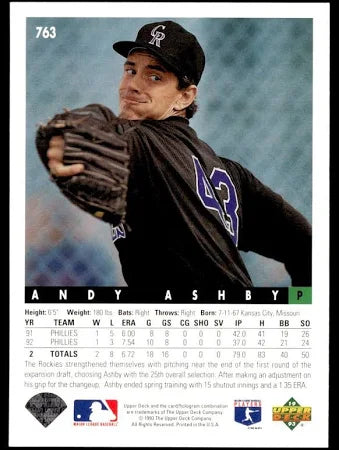 1993 Upper Deck Andy Ashby Baseball Card #763