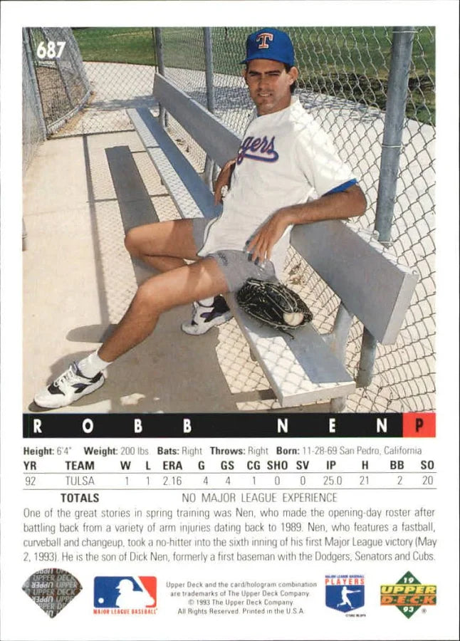 1993 Upper Deck Robb Nen Baseball Card #687