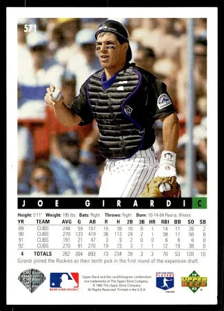 1993 Upper Deck Joe Girardi Baseball Card #571