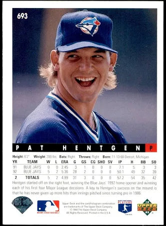 1993 Upper Deck Pat Hentgen Baseball Card #693